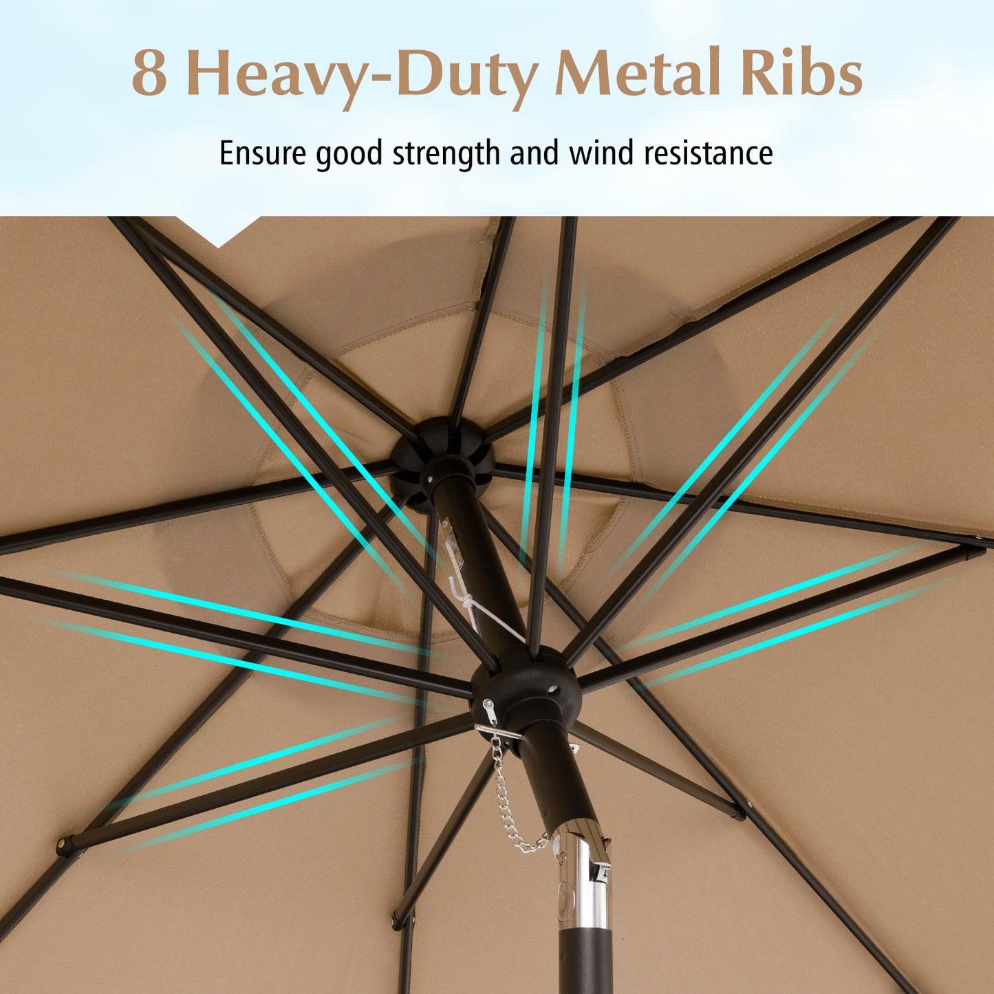 9 Feet Patio Umbrella with Crank Handle and Push Button Tilt-Brown Kids Crystal