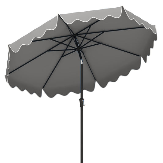 9 Feet Patio Umbrella with Crank Handle and Push Button Tilt-Gray Kids Crystal