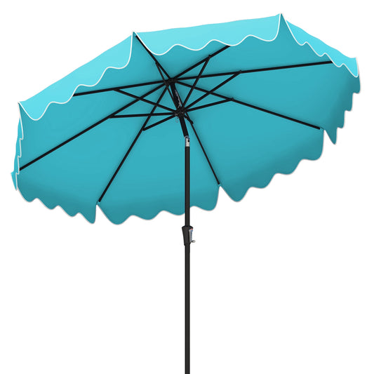 9 Feet Patio Umbrella with Crank Handle and Push Button Tilt-Turquoise Kids Crystal