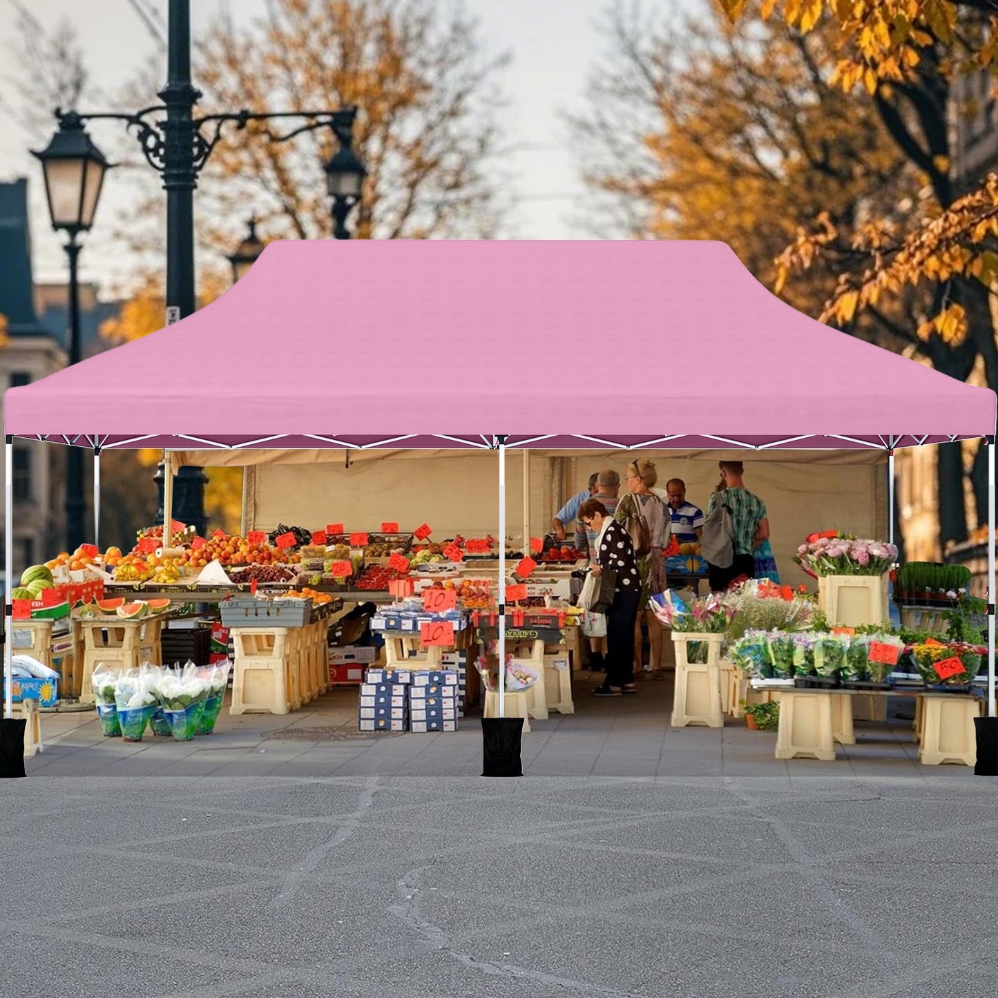 10 X 20 FT Pop up Canopy Tent Foldable Portable Outdoor Gazebo with Carry Bag-Pink Kids Crystal