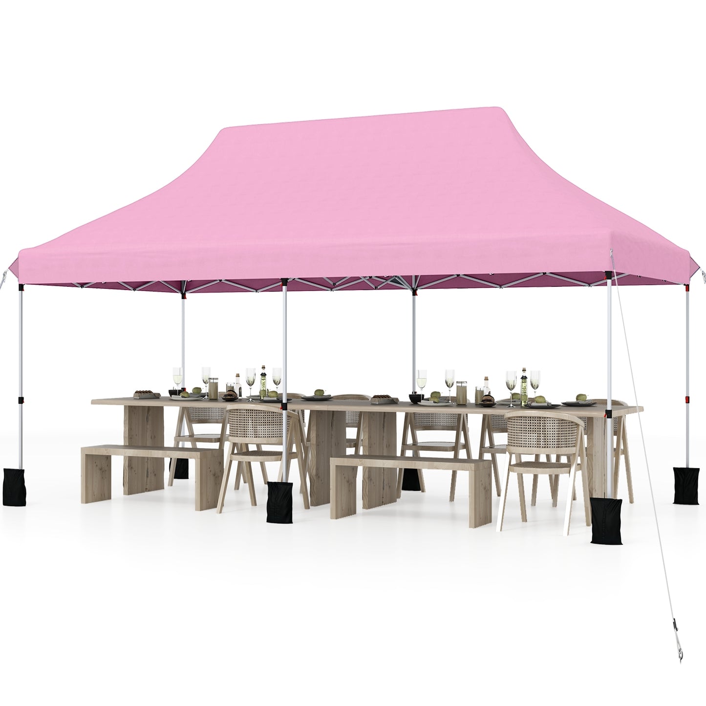 10 X 20 FT Pop up Canopy Tent Foldable Portable Outdoor Gazebo with Carry Bag-Pink Kids Crystal