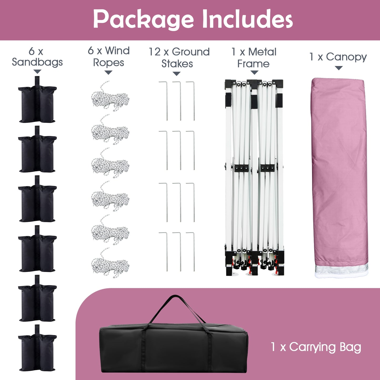 10 X 20 FT Pop up Canopy Tent Foldable Portable Outdoor Gazebo with Carry Bag-Pink Kids Crystal