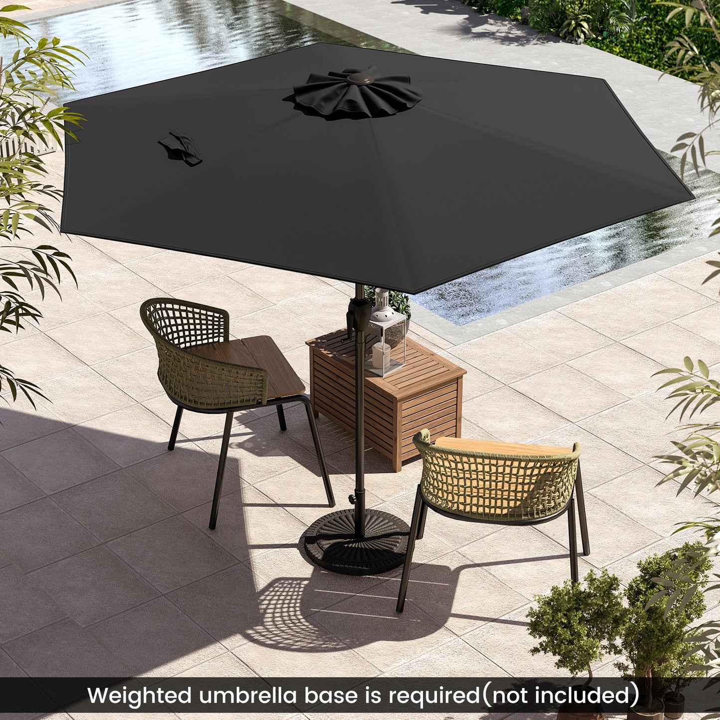 7.5 feet Outdoor Patio Heavy Duty Market Umbrella with Push Button Tilt-Black Kids Crystal