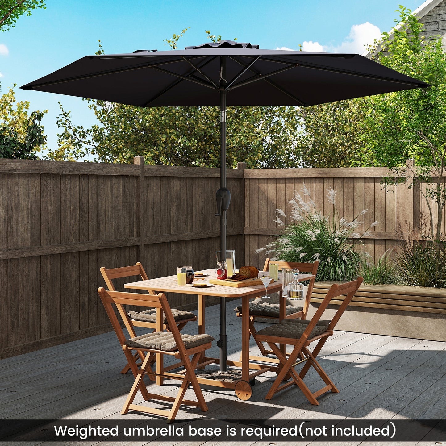 7.5 feet Outdoor Patio Heavy Duty Market Umbrella with Push Button Tilt-Black Kids Crystal