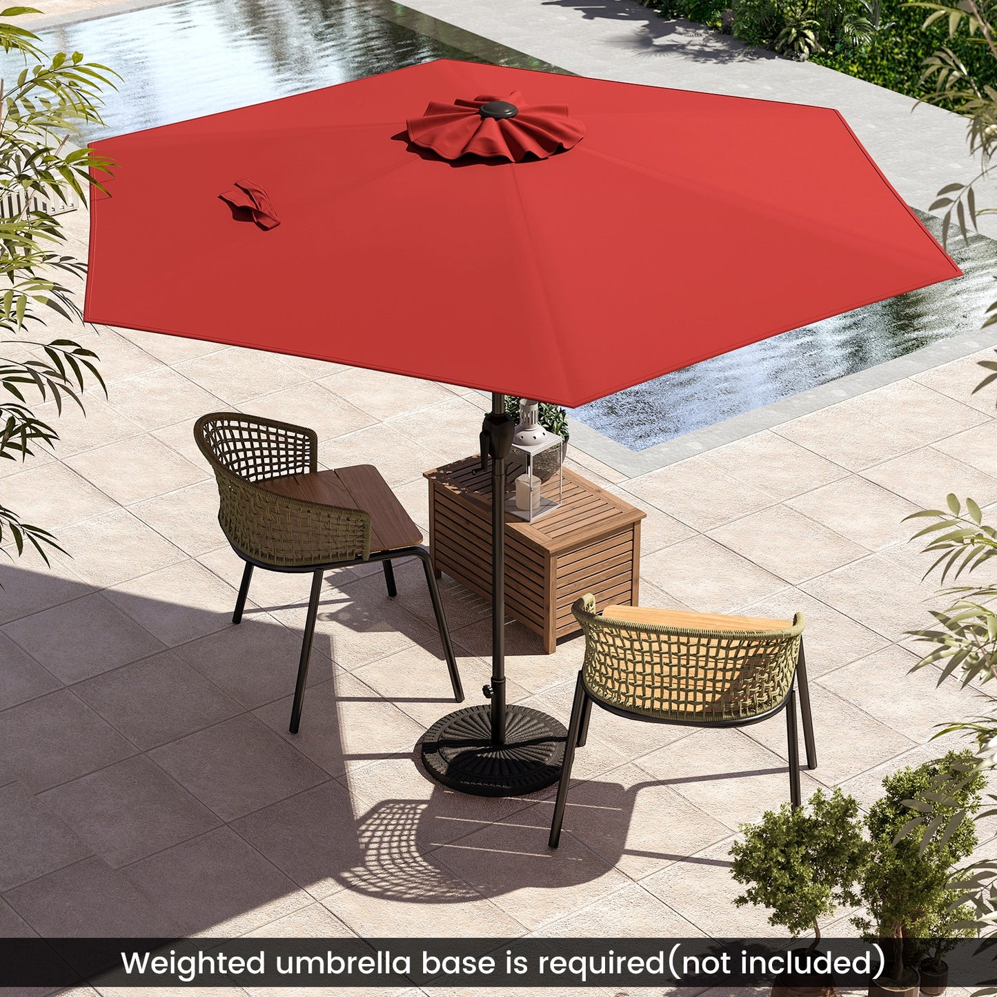 7.5 feet Outdoor Patio Heavy Duty Market Umbrella with Push Button Tilt-Burgundy Kids Crystal