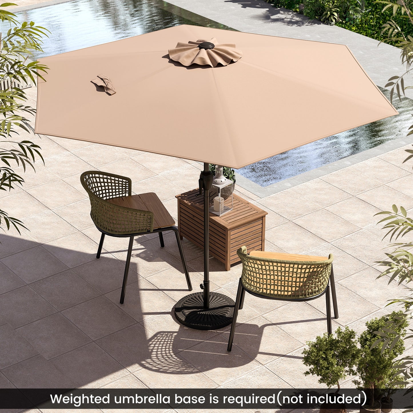 7.5 feet Outdoor Patio Heavy Duty Market Umbrella with Push Button Tilt-Tan Kids Crystal