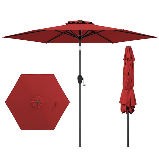 7.5 feet Outdoor Patio Heavy Duty Market Umbrella with Push Button Tilt-Burgundy Kids Crystal