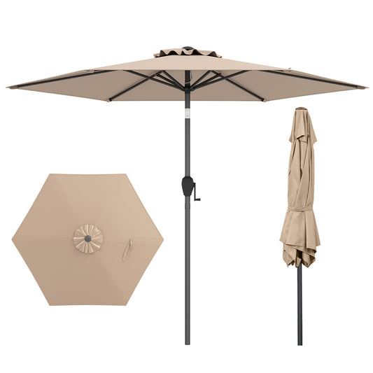 7.5 feet Outdoor Patio Heavy Duty Market Umbrella with Push Button Tilt-Tan Kids Crystal