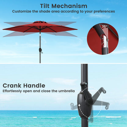 7.5 feet Outdoor Patio Heavy Duty Market Umbrella with Push Button Tilt-Burgundy