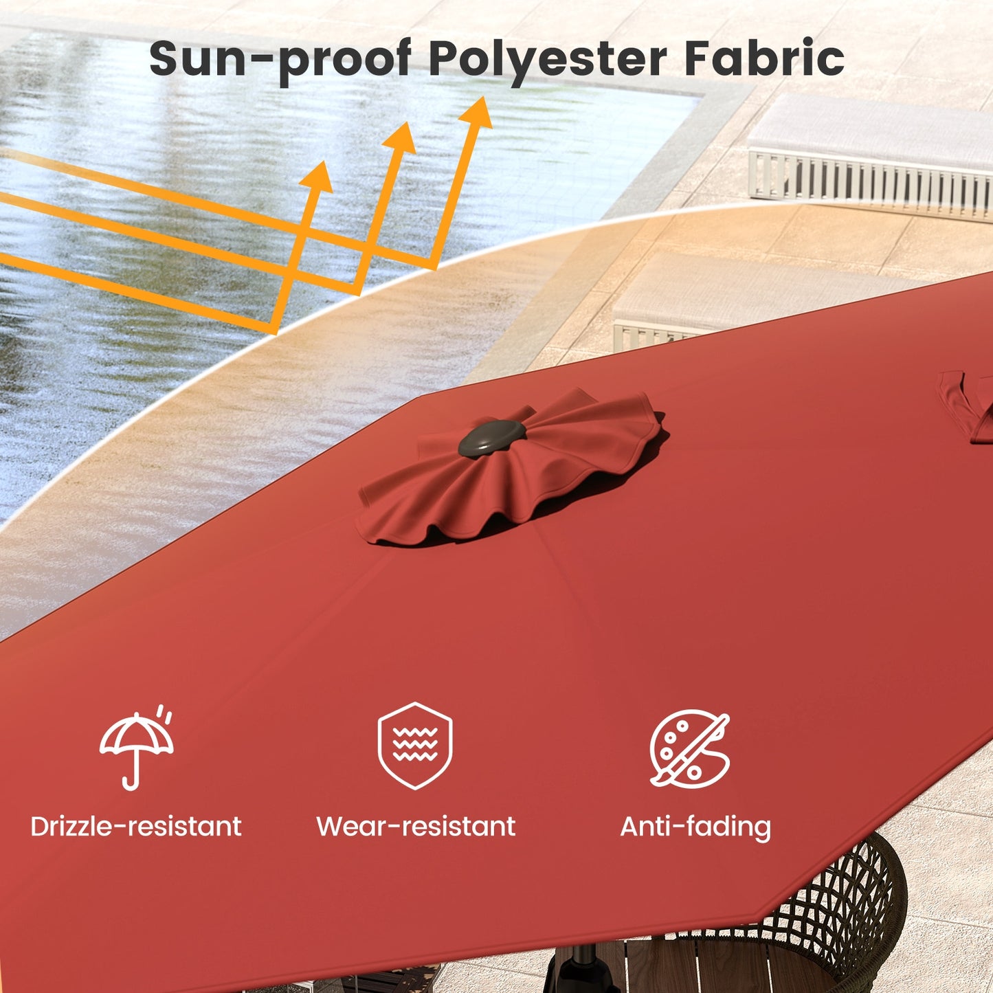 7.5 feet Outdoor Patio Heavy Duty Market Umbrella with Push Button Tilt-Burgundy Kids Crystal