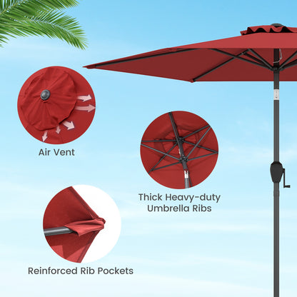 7.5 feet Outdoor Patio Heavy Duty Market Umbrella with Push Button Tilt-Burgundy
