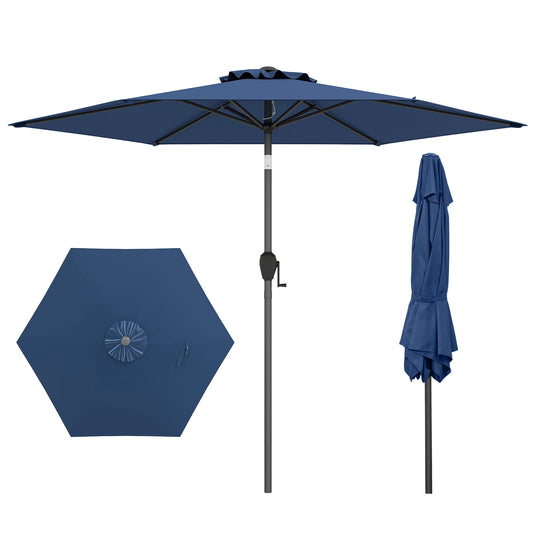 7.5 feet Outdoor Patio Heavy Duty Market Umbrella with Push Button Tilt-Navy Kids Crystal