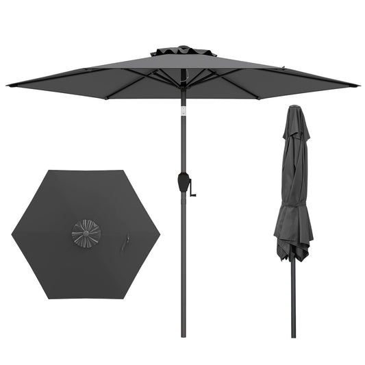 7.5 feet Outdoor Patio Heavy Duty Market Umbrella with Push Button Tilt-Gray Kids Crystal