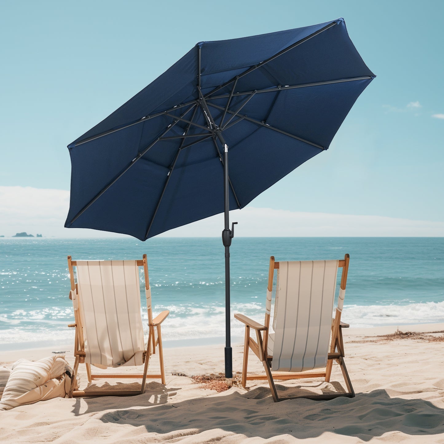 10 ft 3-tier Vented Patio Umbrella with Push Button Tilt-Navy Kids Crystal