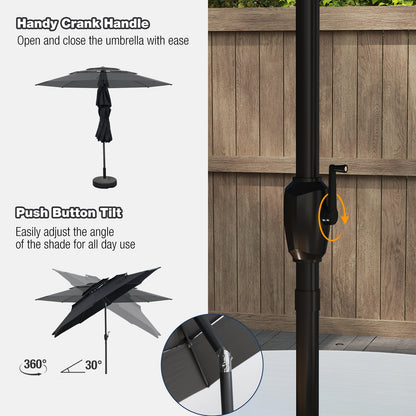 10 ft 3-tier Vented Patio Umbrella with Push Button Tilt-Black