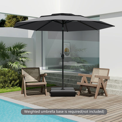 10 ft 3-tier Vented Patio Umbrella with Push Button Tilt-Gray