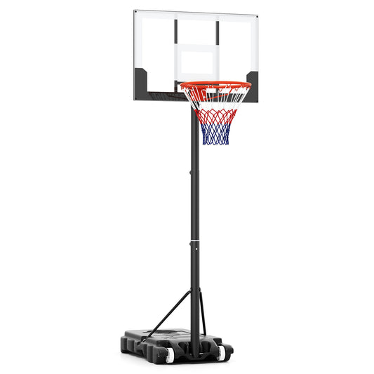 3.3-7 Feet Portable Adjustable Outdoor Kids Basketball Hoop Goal System-White Kids Crystal