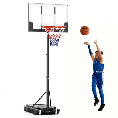 3.3-7 Feet Portable Adjustable Outdoor Kids Basketball Hoop Goal System-White