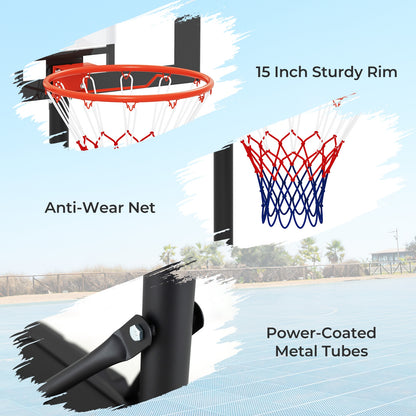 3.3-7 Feet Portable Adjustable Outdoor Kids Basketball Hoop Goal System-White