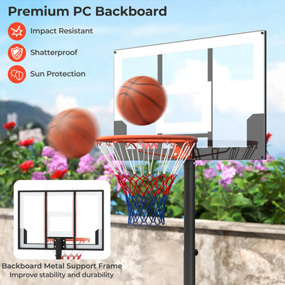 3.3-7 Feet Portable Adjustable Outdoor Kids Basketball Hoop Goal System-White