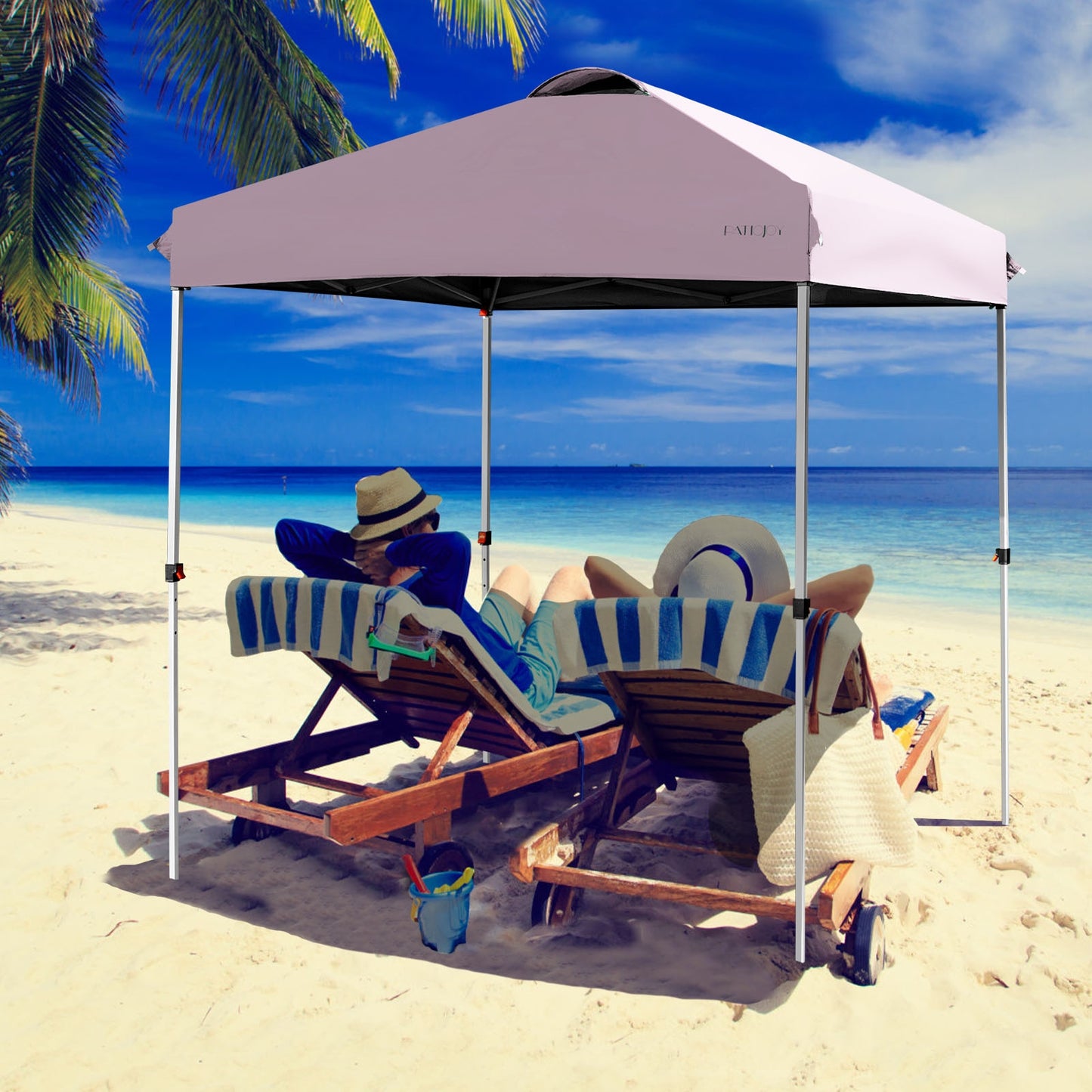 6.6 x 6.6 Feet Outdoor Pop-up Canopy Tent with Roller Bag-Pink Kids Crystal