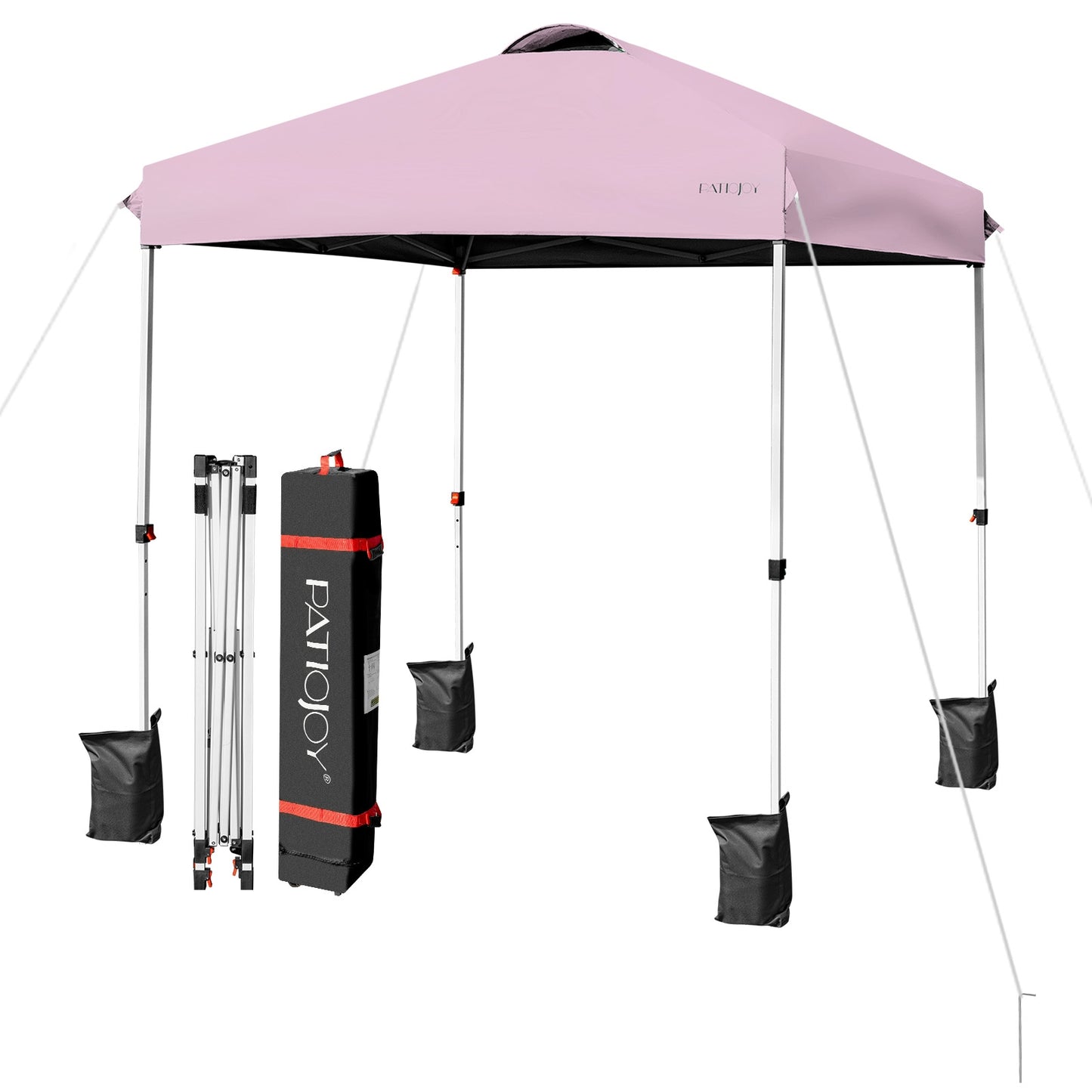 6.6 x 6.6 Feet Outdoor Pop-up Canopy Tent with Roller Bag-Pink Kids Crystal