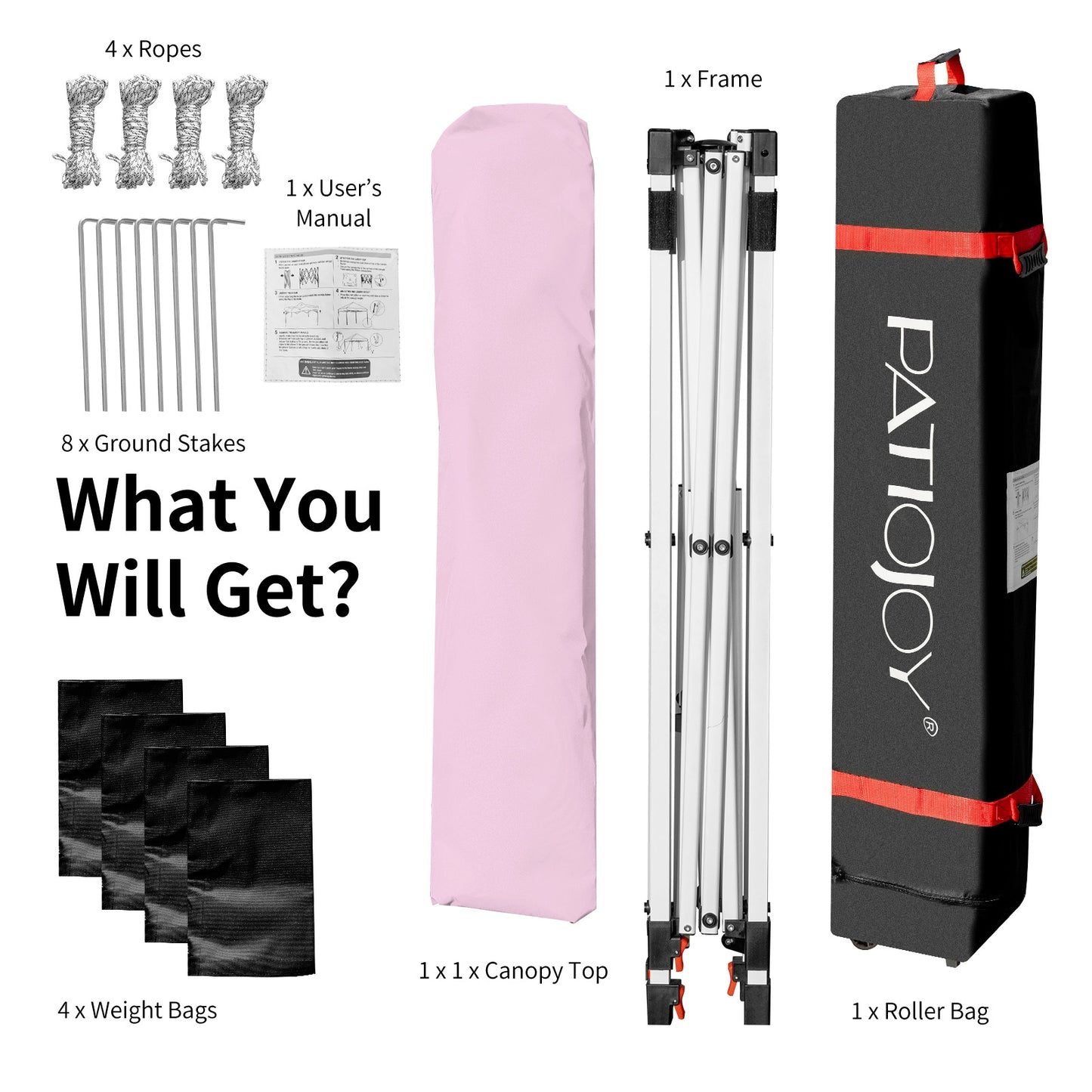 6.6 x 6.6 Feet Outdoor Pop-up Canopy Tent with Roller Bag-Pink Kids Crystal