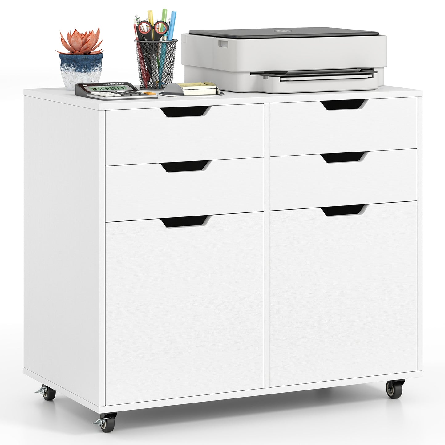 4 Drawer File Cabinet with Wheels for Home Office Organization-White Kids Crystal
