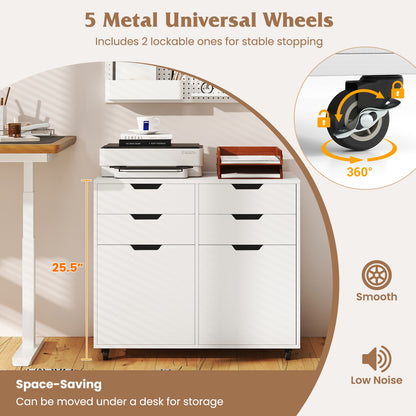 4 Drawer File Cabinet with Wheels for Home Office Organization-White