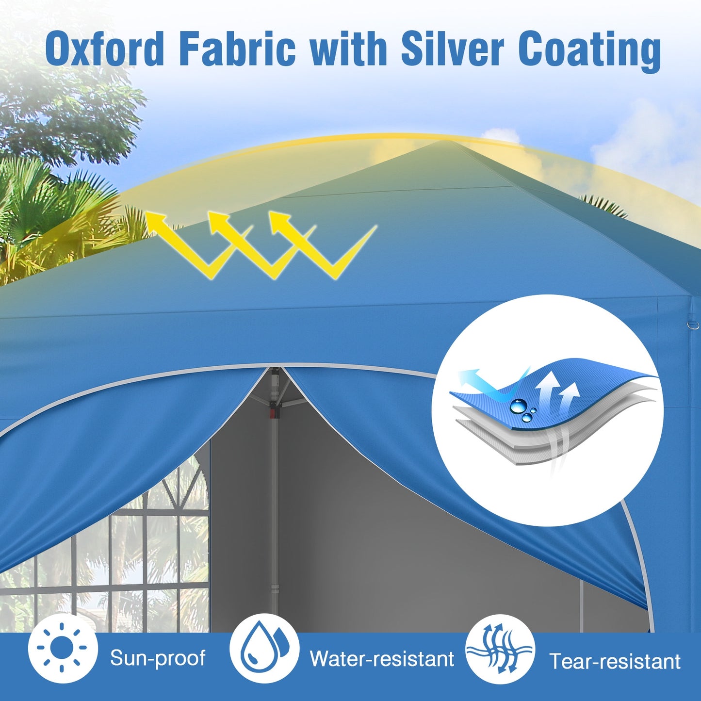 10 X 10 FT Pop up Canopy Tent with 4 Removable Sidewall-Blue Kids Crystal