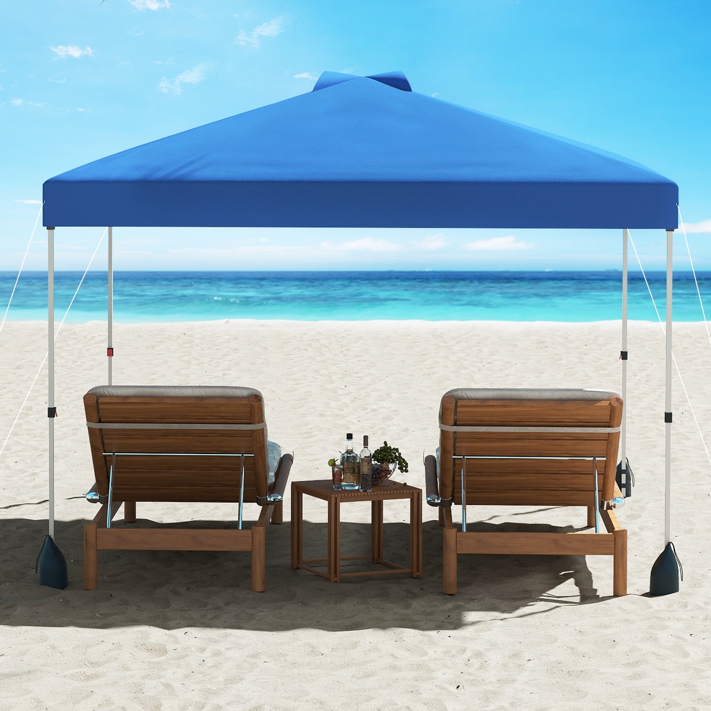 10 X 10 FT Pop up Canopy Tent with 1 Sidewall and Wheeled Bag-Blue Kids Crystal