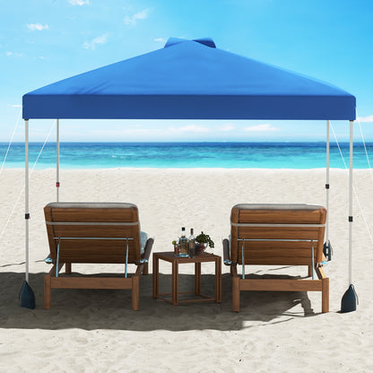 10 X 10 FT Pop up Canopy Tent with 1 Sidewall and Wheeled Bag-Blue
