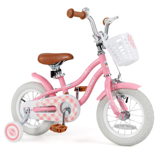 12 Inch Kids Bike with Training Wheels and Basket for Boys Girls 3-4 Years Old Kids Crystal