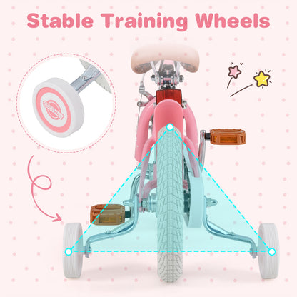 12 Inch Kids Bike with Training Wheels and Basket for Boys Girls 3-4 Years Old
