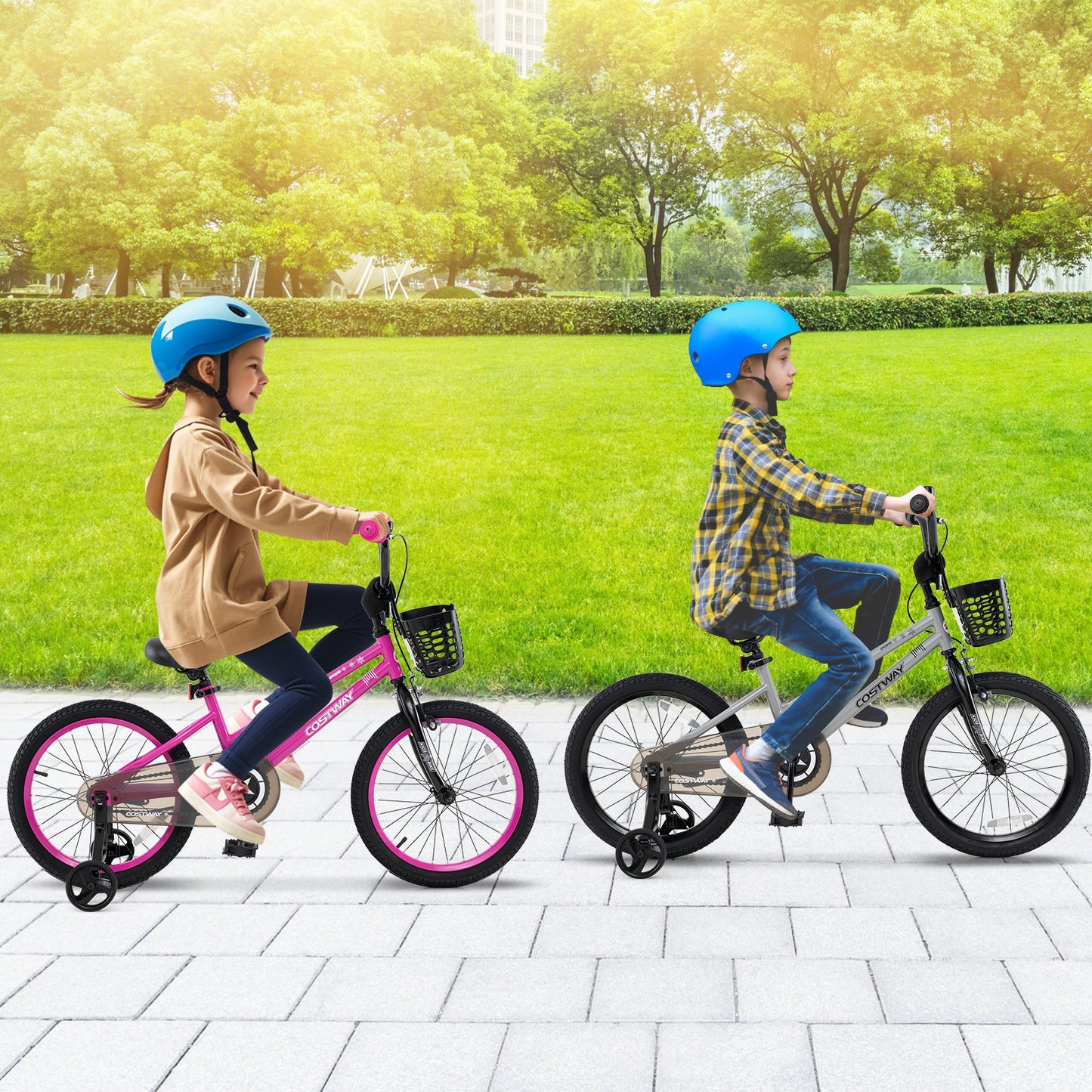 18 Inch Kids Bike Adjustable with Transparent Chain Cover for 4-8 Years Old Kids Crystal