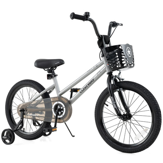 18 Inch Kids Bike Adjustable with Transparent Chain Cover for 4-8 Years Old Kids Crystal