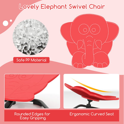 Kids Sensory Swivel Chair Elephant 360° Spinning Chair with Non-Slip Metal Base-Red