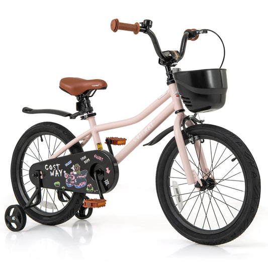 18 Inches Kids Bike with Basket and Adjustable Handlebar for 4-8 Years Old Kids Crystal