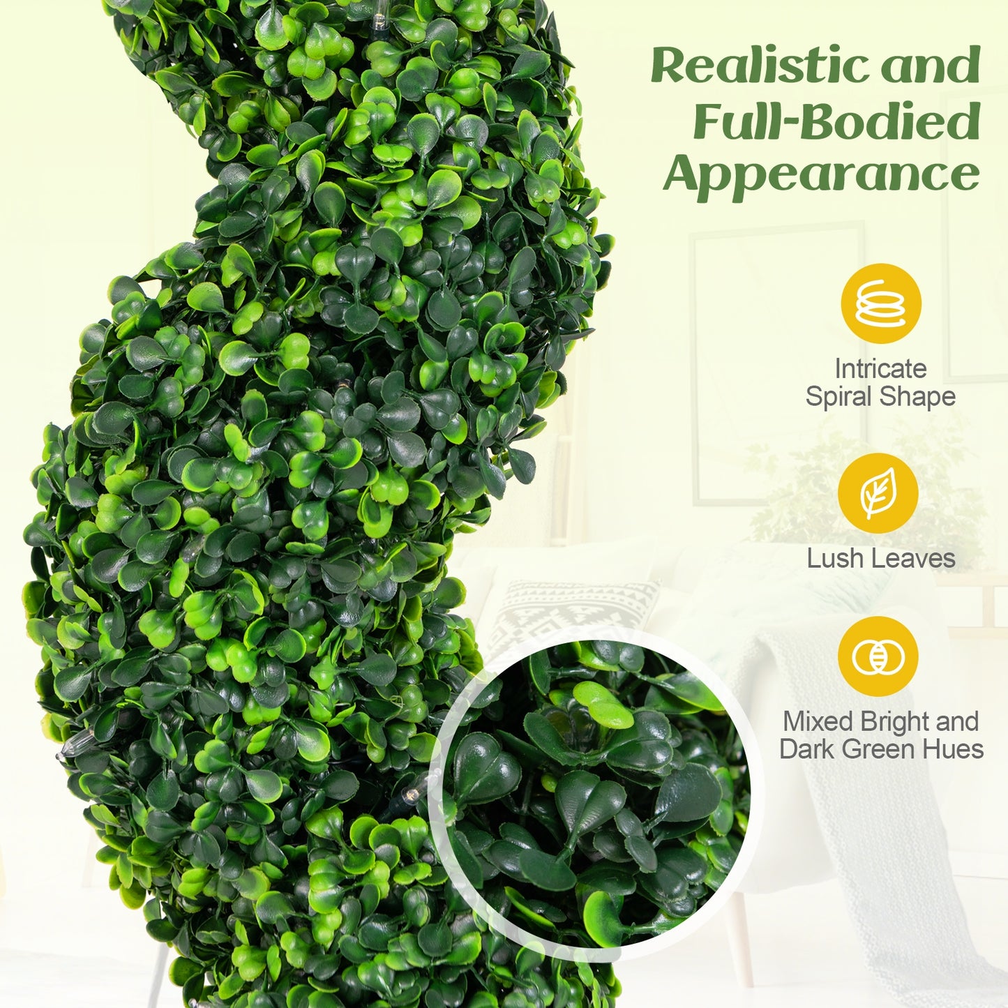 Pre-Lit Artificial Boxwood Spiral Topiary Tree Set of 2 with 100 LED Lights Kids Crystal