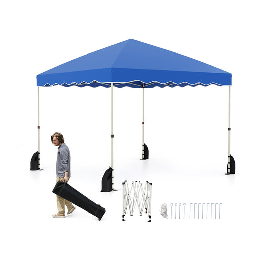 Foldable 10 X 10 Feet Pop up Canopy Tent with Wheeled Bag-Blue Kids Crystal