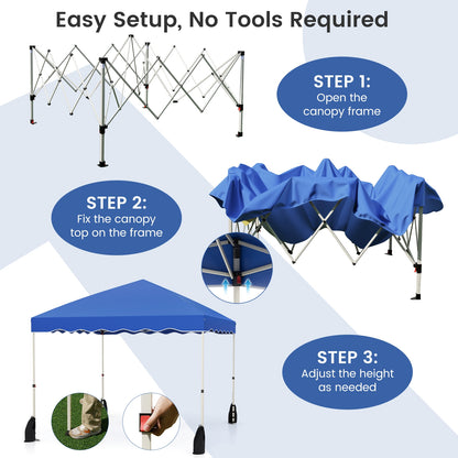 Foldable 10 X 10 Feet Pop up Canopy Tent with Wheeled Bag-Blue