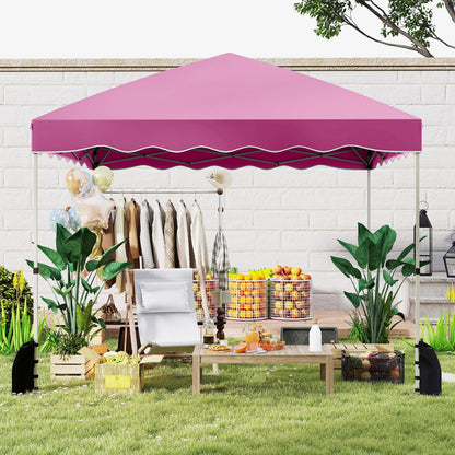 Foldable 10 X 10 Feet Pop up Canopy Tent with Wheeled Bag-Pink
