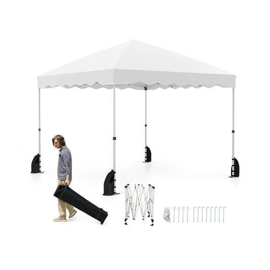 Foldable 10 X 10 Feet Pop up Canopy Tent with Wheeled Bag-White Kids Crystal