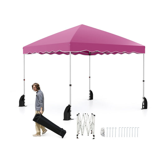 Foldable 10 X 10 Feet Pop up Canopy Tent with Wheeled Bag-Pink Kids Crystal