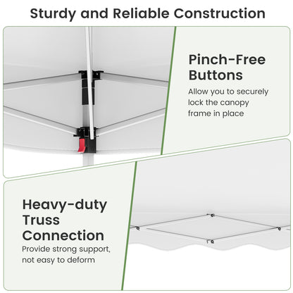 Foldable 10 X 10 Feet Pop up Canopy Tent with Wheeled Bag-White