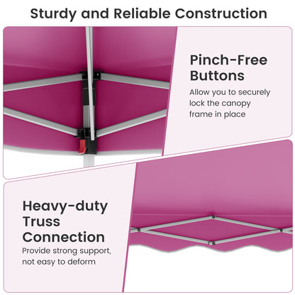 Foldable 10 X 10 Feet Pop up Canopy Tent with Wheeled Bag-Pink