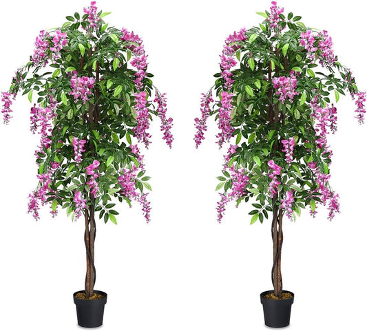 6-Feet Artificial Wisteria Silk Indoor-Outdoor Tree with Adjustable Tree Branche-2 Pieces Kids Crystal
