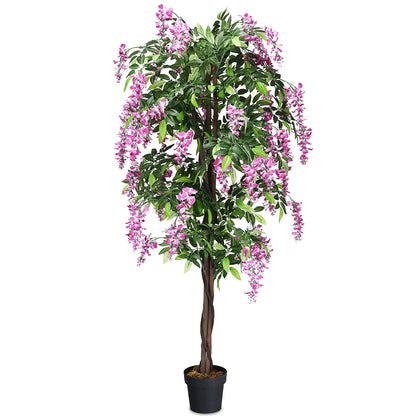 6-Feet Artificial Wisteria Silk Indoor-Outdoor Tree with Adjustable Tree Branche-2 Pieces