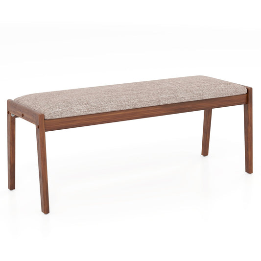 45 Inch Farmhouse Backless Bench with Rubber Wood Legs and Fabric Padded Seat-Beige Kids Crystal
