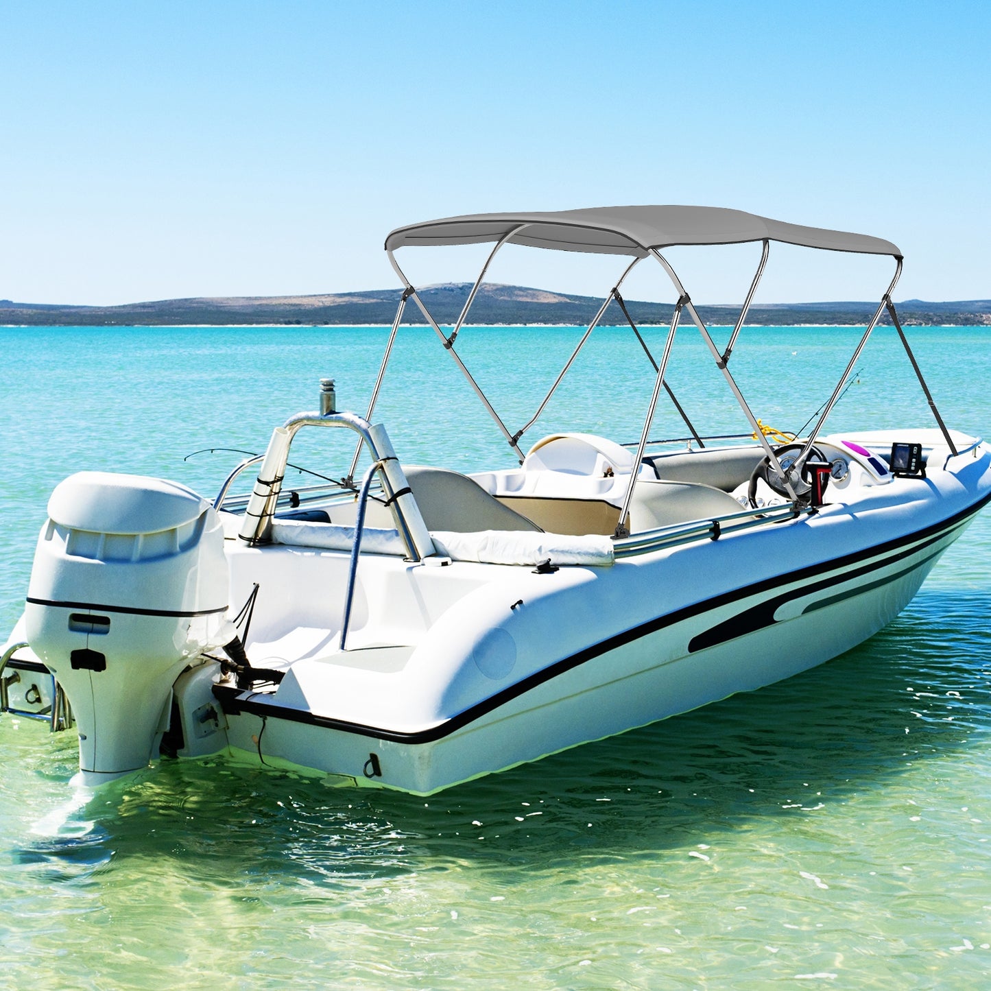 3-Bow/4-Bow Boat Bimini Top Sun Shade Boat Canopy with Storage Boot-3-Bow Kids Crystal